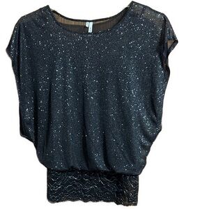 Women’s XS Studio Y Black Glitter Sparkle Blouse
